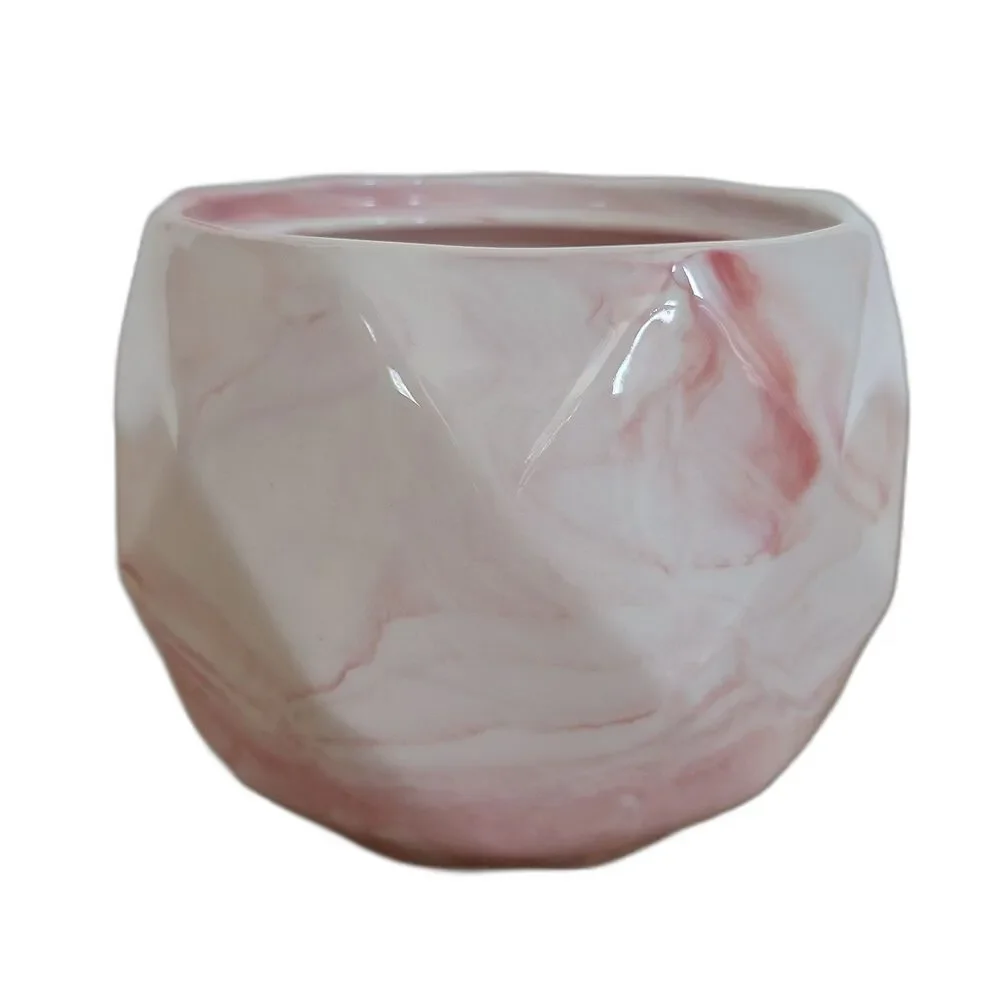Marble Look Designer Ceramic Planter Vase Floral Foliage Pot Valentine's Day
